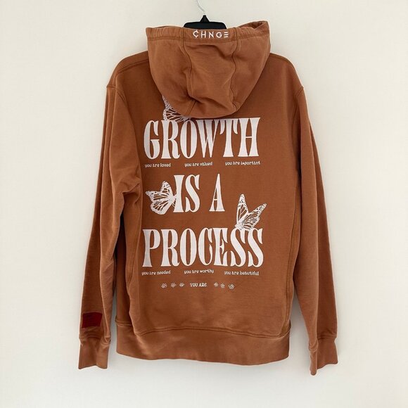 CHNGE Growth is a Process Hoodie Sweatshirt Size Large Organic Cotton Streetwear - Picture 1 of 10